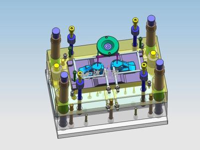 潔具組件A塑料模具設(shè)計(jì) 一模兩腔、三維圖與工藝卡片